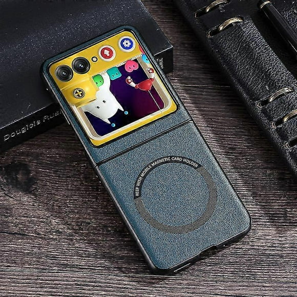 For Motorola Razr 50 Ultra MagSafe Case, Slim Anti-fingerprint PU Leather Shockproof Case For Moto Razr 50 Ultra 2024