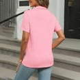 thumbnail image 7 of Womens Short Sleeve Collared Shirt Button Down Top Casual Loose Fit Summer Tee, 7 of 7