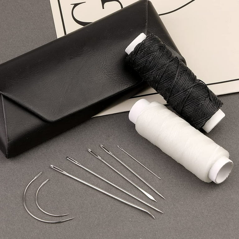55Yards Waxed Thread with 7 Pcs Leather Needles for Hand Sewing 150D Flat  Sewing Waxed Thread Leather Repair Needles for Sewing Upholstery Leather  Canvas Bags Sofa Furniture Black
