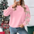 thumbnail image 5 of Otntypg Womens Oversized Cute Bow Sweatshirts Trendy Long Sleeve Crew Neck Preppy Pullover Tops Long Sleeve Valentines Day Holiday Outfit Clothes Pink M, 5 of 9
