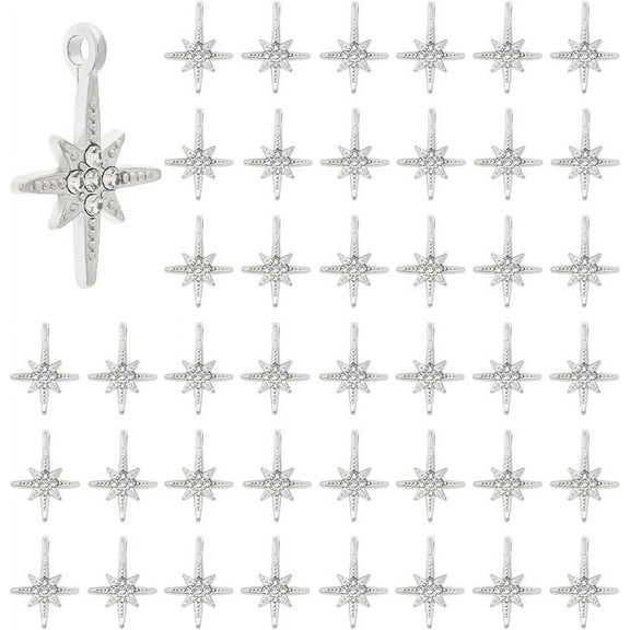 Silver Rhinestone Hexagram Charms North Star Pendants Alloy Six Point Star Pendants Light Gold Vintage Charm Celestial Charms Shiny Dangle Charm for DIY Jewelry Making