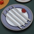 thumbnail image 3 of 10 Pairs Reusable Chopsticks, Stainless Steel Metal Chop Sticks, Japanese Chinese Korean Chopstick D, 3 of 5