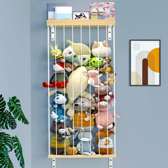 Stuffed Animal Storage Toy Organizer Shelf -Stuffed Animal Holder - Cute Pine Hanging Stuff Animal Organizer for Wall & Corner, Large Adjustable Length- Kids Nursery Playroom Bedroom Decor