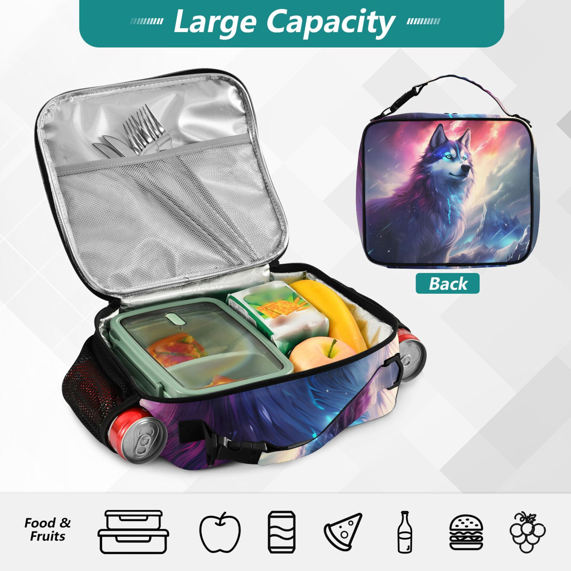 ALAZA Dog Starry Night Lunch Box Insulated Lunch Bag Cooler Tote with Shoulder Strap