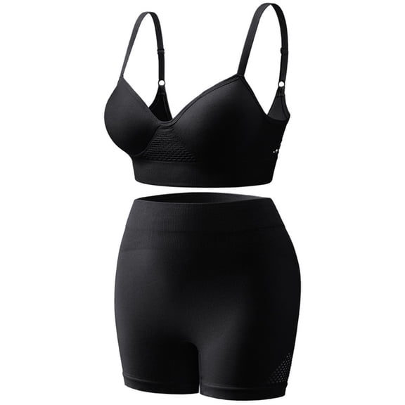 Guluxicc 2 Piece Womens' Yoga Sets Solid Color Tummy Control Sports Bra and High Waist Shorts Summer Gym Fitness Athletic Workout Outfit Sets