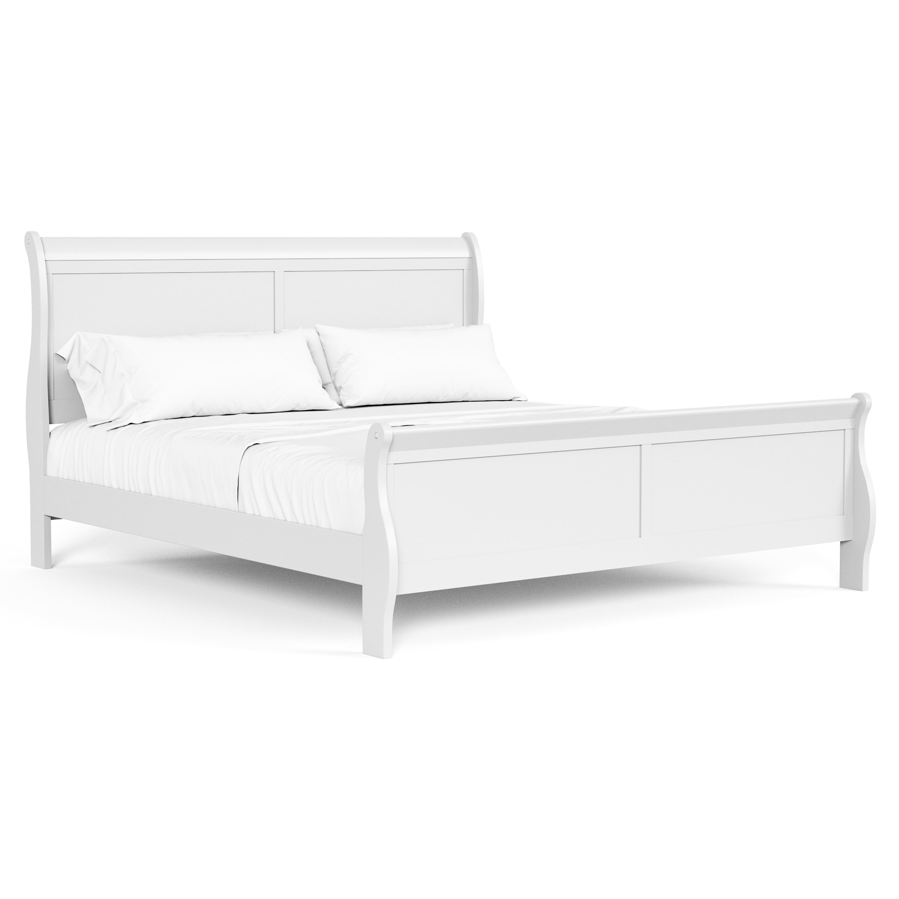 Furniture of America Vrai Adult Queen Sleigh Headboard Wood Bed, White