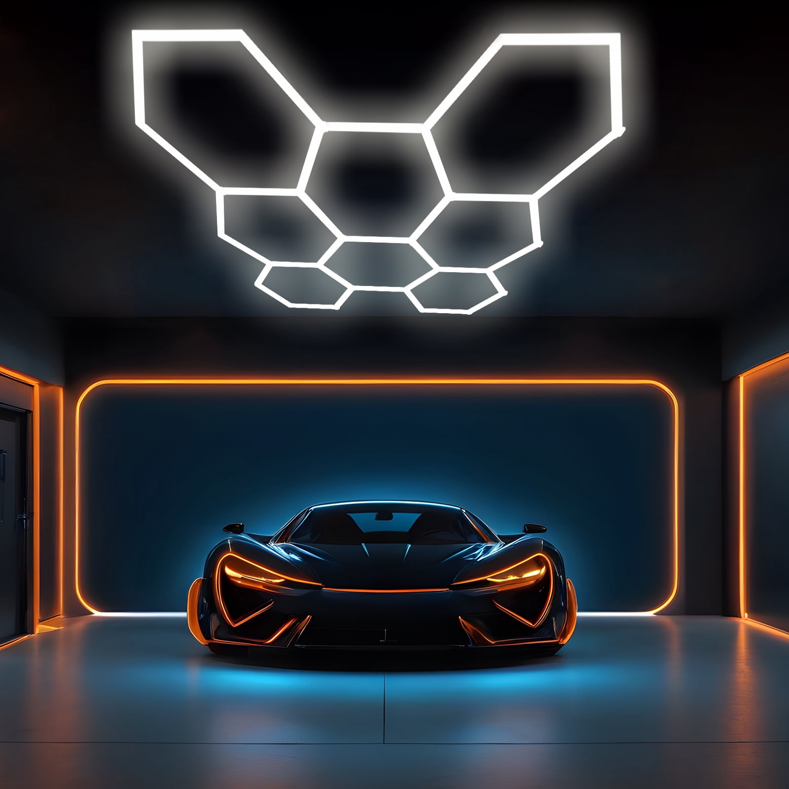 8 HEX Hexagon LED Garage Lights Honeycomb Lighting Retail Office Showroom 6500K