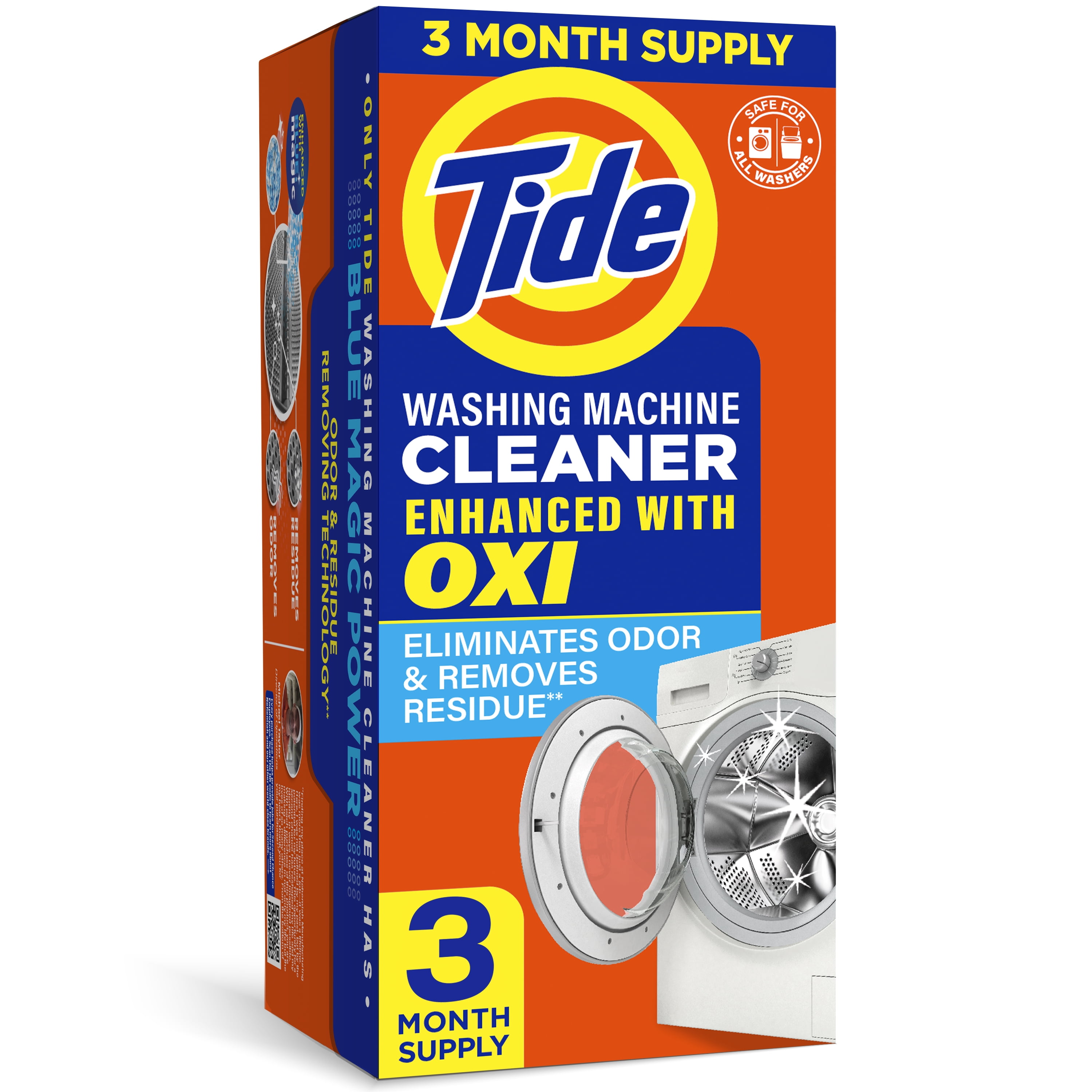 Tide Washing Machine Cleaner, Washer Machine Cleaner with Oxi for Front and Top Loader Washer Machines, Deep Cleaning Odor Eliminator, 3 Month Supply