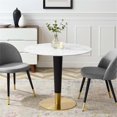 thumbnail image 5 of Pemberly Row 35.5" Round Wood & Artificial Marble Dining Table in White/Gold, 5 of 5