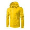 thumbnail image 4 of WTOBBY Men's Full Zip Up Plush Hooded Sweatshirt, Long Sleeve Pullover Jacket with Pockets, Tall Sizes Available for Casual and Outdoor Use,Yellow L, 4 of 5