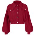 thumbnail image 6 of Stamzod Corduroy Jackets for Women Trendy Casual Balloon Sleeve Cropped Jacket 2026 Button Up Fall Coats, 6 of 9
