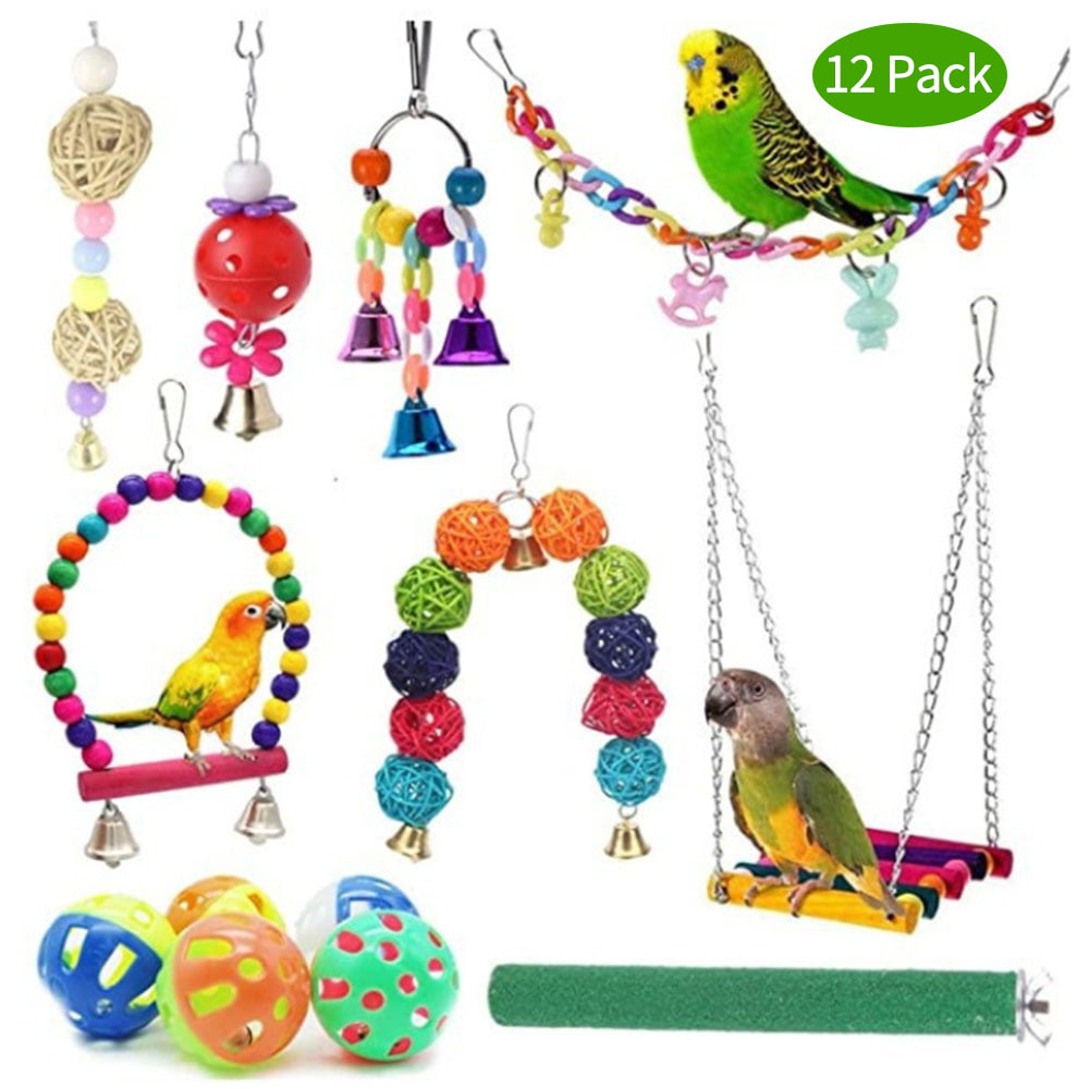 Parrot Pet Bird Bites Toy Chew Ball Toys Swing Cage Hanging Cockatiel Parakee XS 