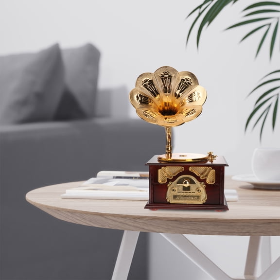 WEAVILUX Recordable Music Box with Colorful LED Lights, Storage Compartment, Vintage Phonograph Style, Decorative Home
