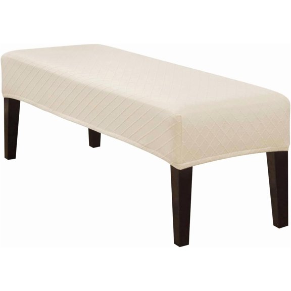 Dining Bench Cover, Stretch Washable Long Bench Seat Covers, Rectangle Dining Table Bench Slipover for Dining Room, Living Room, Kitchen(Beige)