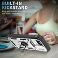 thumbnail image 5 of Compatible with iPhone 16e with Sliding Cover Lens Protection & Kickstand, Built-in 360° Rotate Ring Stand Magnetic Card Slot Hybrid Cover Case for iPhone 16e, White+Black, 5 of 9