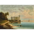 thumbnail image 2 of Johann Wilhelm Jankowski 24x18 Black Ornate Framed Double Matted Museum Art Print Titled: Miramare Castle (1868), 2 of 5