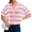 Pink, variant on Short Sleeve Women Stripe Print Casual Button Down Crochet Cardigan Hollow Tops