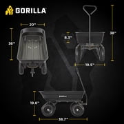 Gorilla Carts 4 Cu Ft Poly Garden Dump Cart with Quick-Release, 600 lb Capacity, Black