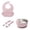 Pink, variant on Guodhu Stainless Steel Plate with Suction Base Feeding Set Non Slip Silicone Suction Bowl Bib Fork Spoon Set Kids Dinnerware Red(Hot Pink)