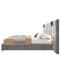 thumbnail image 4 of Queen Size Upholstered Platform Bed with Wide Headboard, Queen Bed Frame with Reading Lamp and USB Port, Easy Assembly, without Bedside Tables and Mattress, Grey, 4 of 6