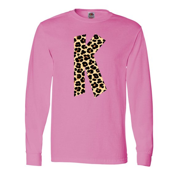 Inktastic Leopard Print Letter K Long Sleeve T-Shirt