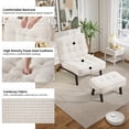 thumbnail image 5 of Bonzy Home Modern Adjustable Accent Chair with Ottoman, Comfy Corduroy Fabric Armless Chair with Solid Wood Legs for Living Room Bedroom, White, 5 of 7
