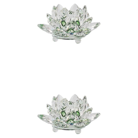 Pisapapeles Inteprter Cristal fino Flor de loto Minerales Colección decorativa Recuerdos Fiesta Verde 2piezas