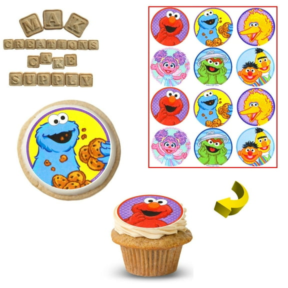 Sesame Street Gang 2.5" Round Edible Cupcake Toppers. 12 Per Sheet and Pre Cut