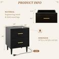 thumbnail image 2 of Alohappy Night Stand with Charging Station, Bedside Table with 2 Drawers, Mid Century Modern End Table, Bed Side Table with USB Ports and Outlets, Nightstand for Bedroom, Black 1pc, 2 of 17