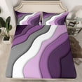 thumbnail image 2 of Homewish Geometric Lines Print Twin Sheet Sets,Modern Fluid Art Twin Fitted Sheet,Purple White Gray Flat Sheet For Teens,Luxury Bedroom Decor,3 Pieces, 2 of 7