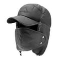 thumbnail image 2 of 2WIN2BUY Trapper Hat for Men Women,Winter Thick Warm Windproof Ushanka Hats with Ear Flap & Mask,Thermal Russian Hats for Hunting Skiing,Dark Gray, 2 of 12