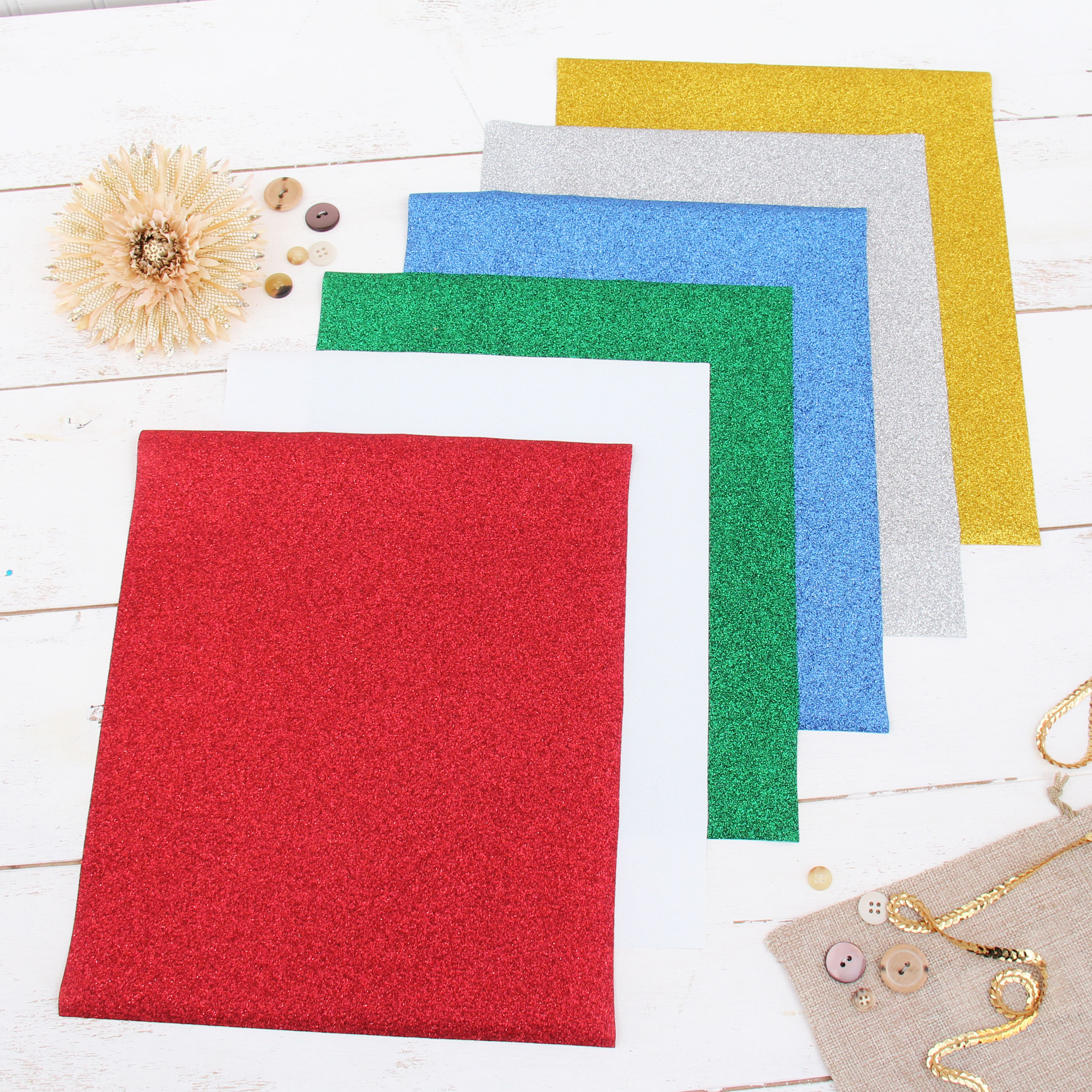 Threadart Holiday Colors 10" x 12" Glitter Heat Transfer Vinyl Precut