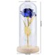 thumbnail image 2 of Preserved Rose Flower LED Light with Glass Cover & Wooden Base Valentines'Day Wedding Blue, 2 of 4