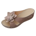 thumbnail image 6 of Modisza Women Orthopedic Wedge Floral Sandals Wide Width Comfortable Beach Slides Summer Dressy Slippers Walking Shoes size 9.5 Brown, 6 of 7