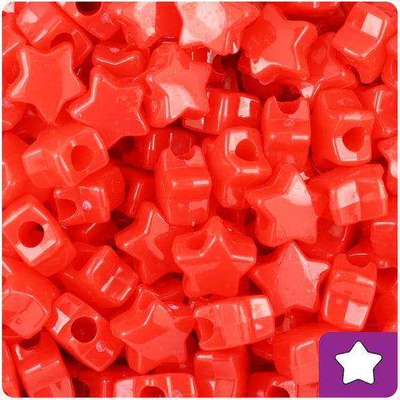 BeadTin Bright Red Opaque 13mm Star Pony Beads (250pcs)