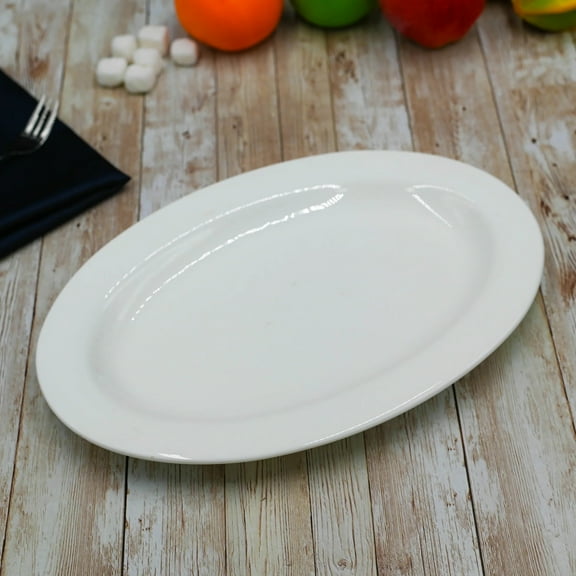 Professional Rolled Rim White Oval Plate / Platter 12 inch |