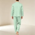 thumbnail image 6 of Delconic Mens Pajama Set Long Sleeve Button Front Sleepwear Set Loose Fit Top and Full Length Pants Loungewear Nightwear Mint Green XL, 6 of 6