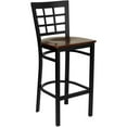 thumbnail image 2 of Emma + Oliver Black Metal Window Back Barstool, Mahogany Wood Seat, 2 of 7