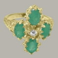 thumbnail image 5 of LBG British Made 10k Yellow Gold Cubic Zirconia & Emerald Womens Cluster Ring - 33 size options - Size 11.5, 5 of 6
