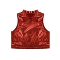 thumbnail image 3 of iEFiEL Girls Metallic Turtleneck Crop Tank Top for Ballet Dance Performance Workout Red 16, 3 of 6
