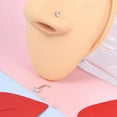 thumbnail image 2 of L Shaped Nose Ring Curved Rod Zircon Stainless Steel Piercing Jewelry Trendy Bold, 2 of 3