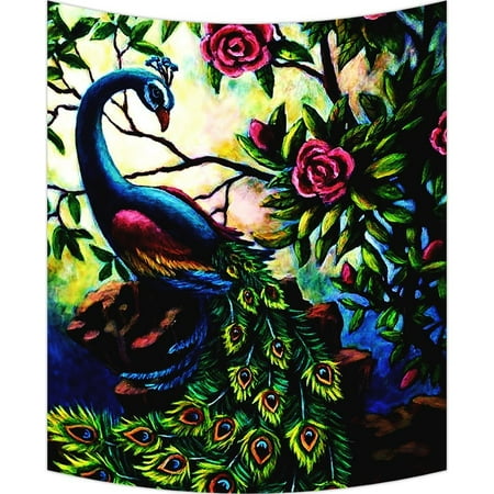 - GCKG Artistic Paintings Graceful Peacock Wall Art Tapestries Home Decor Wall Hanging Tapestry Size 40