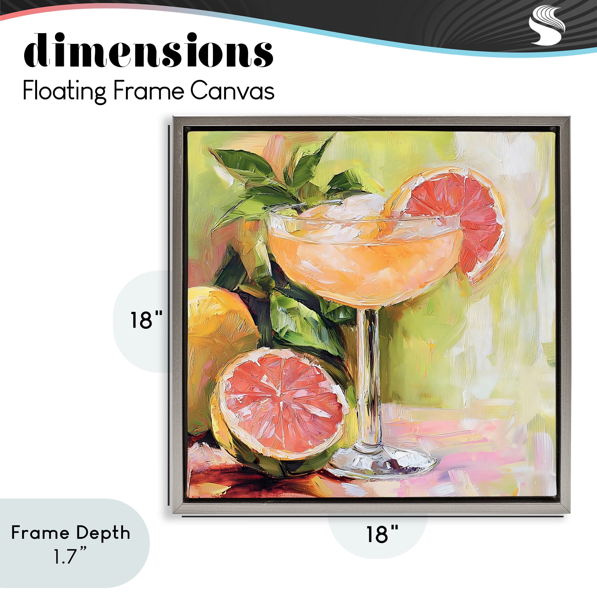 Stupell Industries Grapefruit Summer Cocktail Gray Framed Floater Canvas Wall Art, design by Riley B