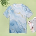 thumbnail image 4 of Marble Blue Greene Purple And Gold Stripes Women's T-Shirt Short Sleeve T Shirts Tops Tee Ladies Loose T, 4 of 6