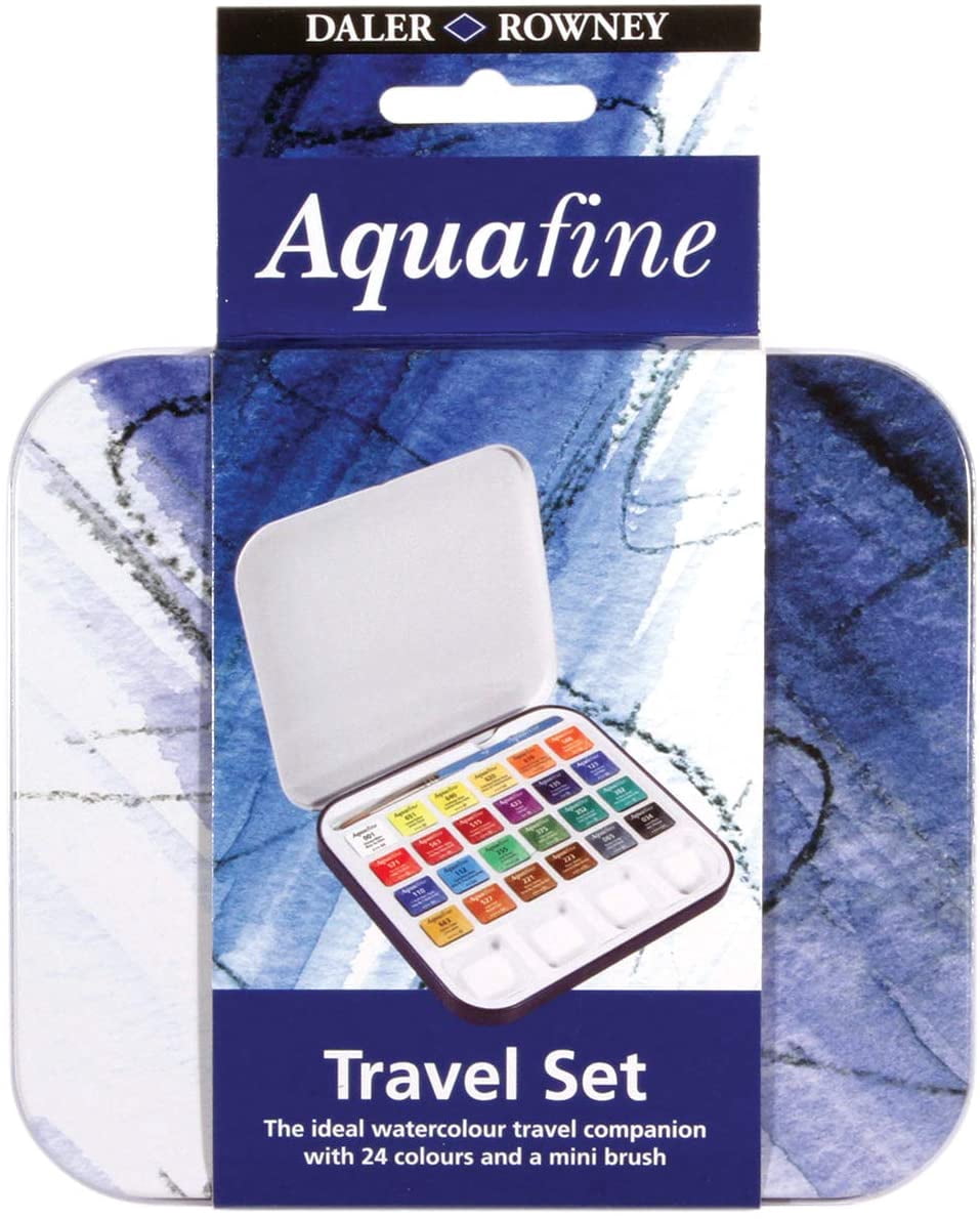 Daler-Rowney Aquafine Watercolor Paint Half Pan Travel Set-24/Pkg