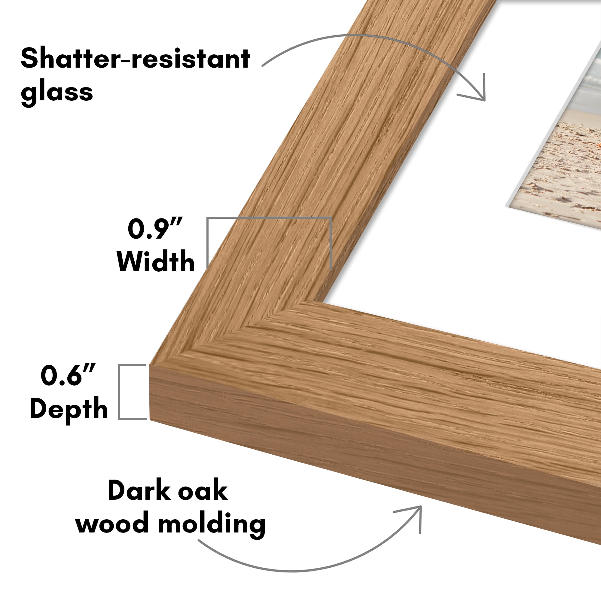 Americanflat 7 Pack Picture Frame with Shatter-Resistant Glass 11x14, 8x10, 5x7 Gallery Wall Signature - Dark Oak