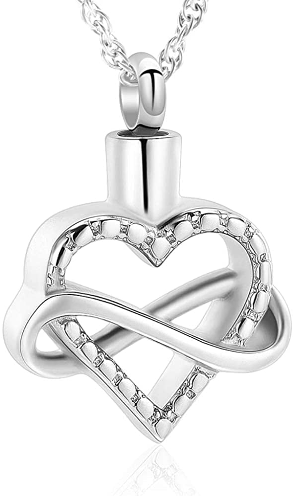 shajwo Cremation Jewelry Infinity Love Heart Urn Pendants Keepsake Memorial Necklaces for Human Pet Ashes Locket Holder for Women Men 
