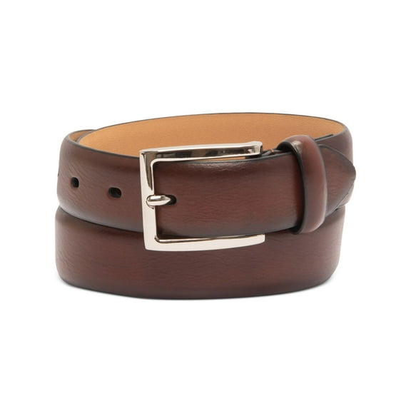 CLUBROOM Mens Brown Feather Accent Faux Leather Casual Belt 3032
