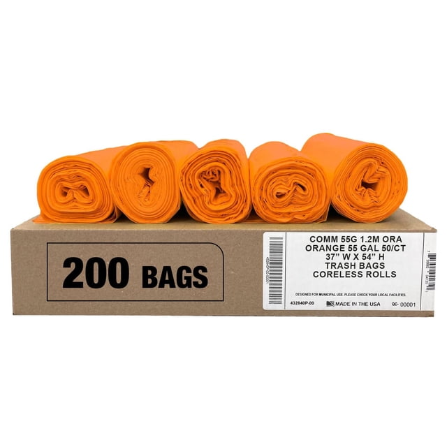 Bolsas de basura Ultrasac Heavy Duty, 208 L, naranja, paquete de 200 unidades, 1.5 mil