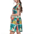 thumbnail image 2 of Picia Colorful Hawaii Palms Pattern Women's Short Sleeve Summer Dress Pleated Loose Swing Knee Length Short Sleeve Swing Dresses, 2 of 6